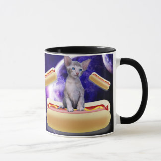 Caneca CAT IN SPACE WITH HOT DOGS funny COFFEE MUG