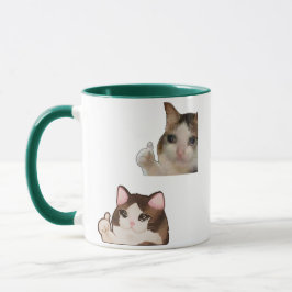 Caneca Cat Meme Thumbs Up Funny OK Cat Meme Kitten Mug