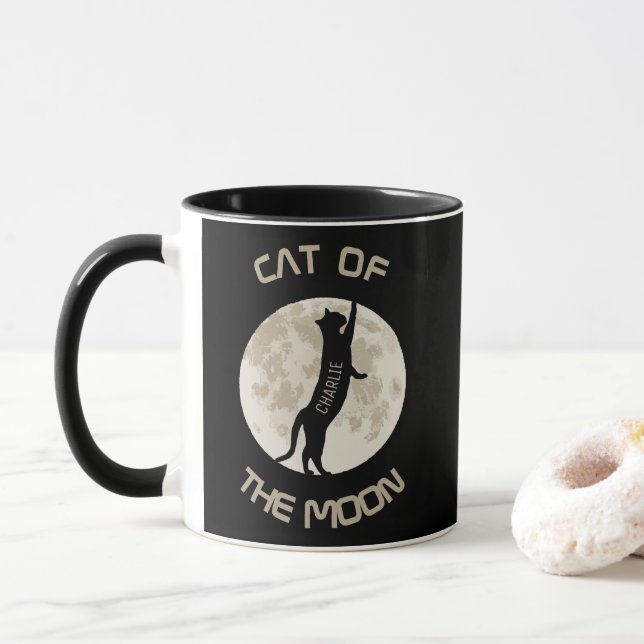 Caneca Cat Of the Moon Personalize name (Com Donut)