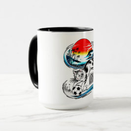 Caneca Cat Soccer Mugs Gifts for Pet Lovers & Sports Fans