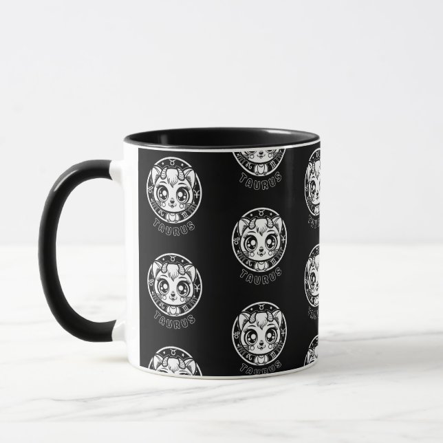 Caneca Cat Taurus Zodiac Black Mug (Esquerda)