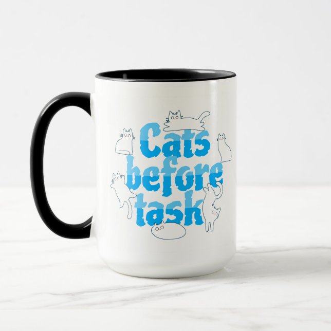 Caneca Cats Before Tasks Funny Cat Mug (Esquerda)
