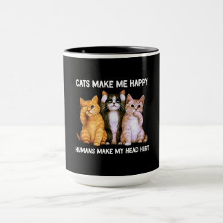 Caneca cats make me happy humans make