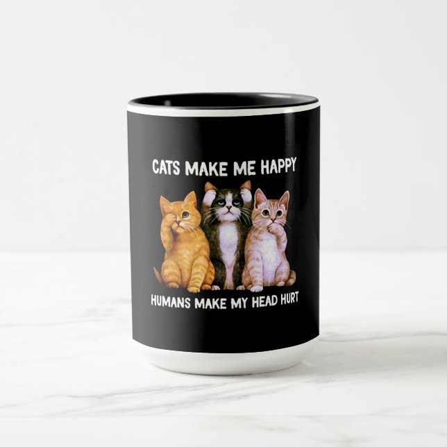 Caneca cats make me happy humans make (Centro)
