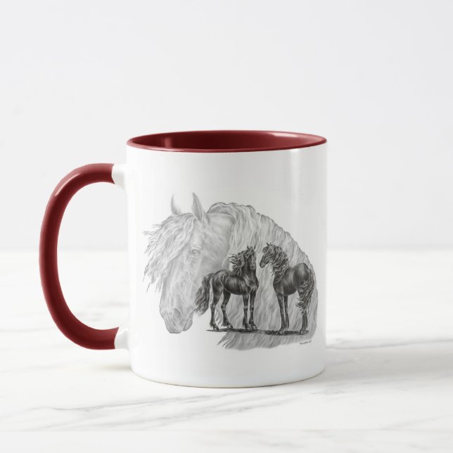 Caneca Caudas de Manchas de Cavalo Frísia Preto (Esquerda)