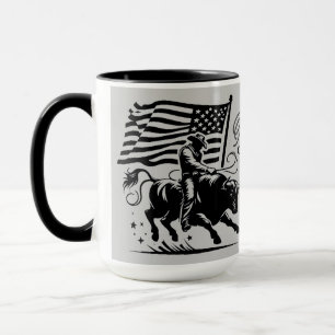 Caneca Cavaleiro de Touro de Rodeio Americano Personaliza