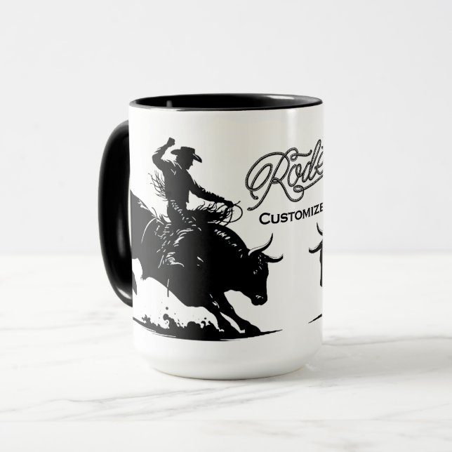 Caneca Cavaleiro de Touro de Rodeio Personalizado  (Frente Esquerda)