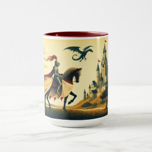 Caneca Cavaleiro Medieval/dragão/fantasia do castelo