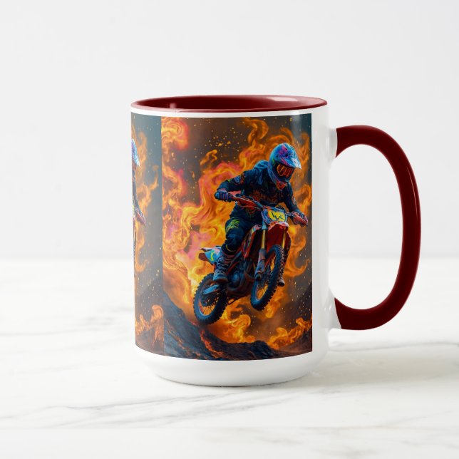 Caneca Cavaleiro Motocross em um vulcão (Direita)