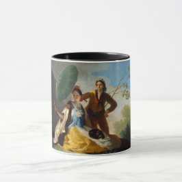 Caneca Cavalheiro segurando parasol para uma dama espanho