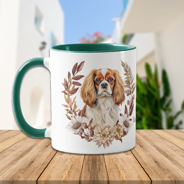 Caneca Cavalier King Charles Spaniel Autumn Wreath (Criador carregado)