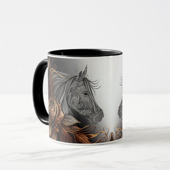 Caneca Cavalo #01 - Estilo Cobre e Tinta (Frente Esquerda)