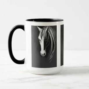 Caneca Cavalo Abstrato Preto e Branco