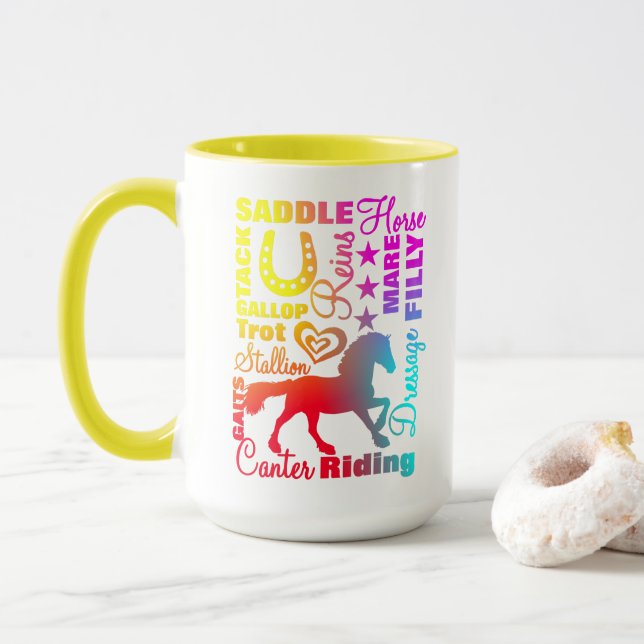 Caneca Cavalo Amante Colorido (Com Donut)