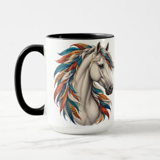 Caneca Cavalo Boho com Crina Emplumada