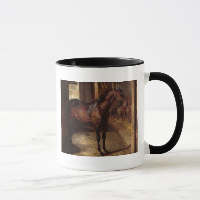 Caneca Cavalo de baía escuro no estábulo (Direita)