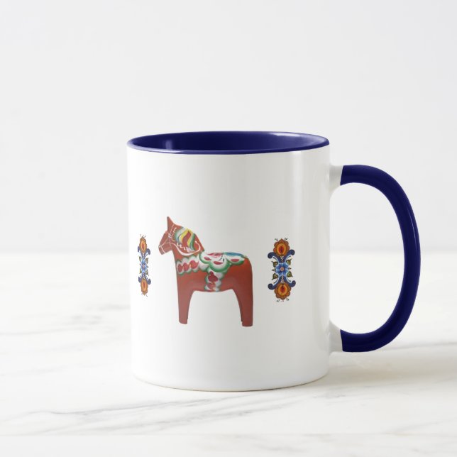 Caneca Cavalo de Dala do sueco com norueguês Rosemaling (Direita)