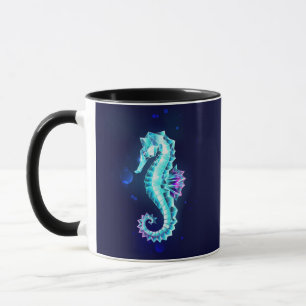 Caneca Cavalo de Gelo Cristal em Fundo Azul