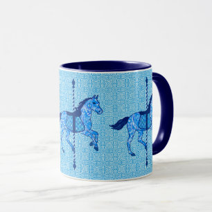 Caneca Cavalo do carrossel - cobalto e azul-céu