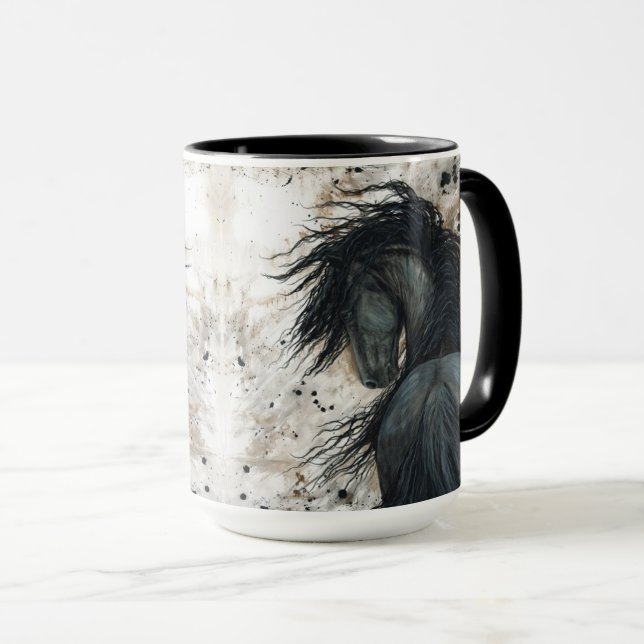 Caneca Cavalo Frísia Majestoso por Bihrle Mug (Frente Esquerda)