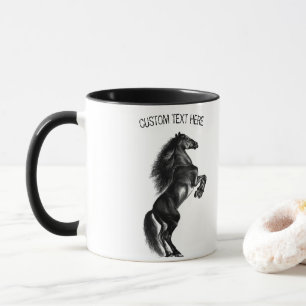 Caneca Cavalo Preto - Desenho - Adicione Seu Texto