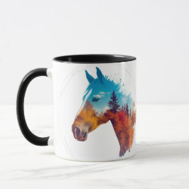 Caneca Cavalo Surreal na Floresta do outono