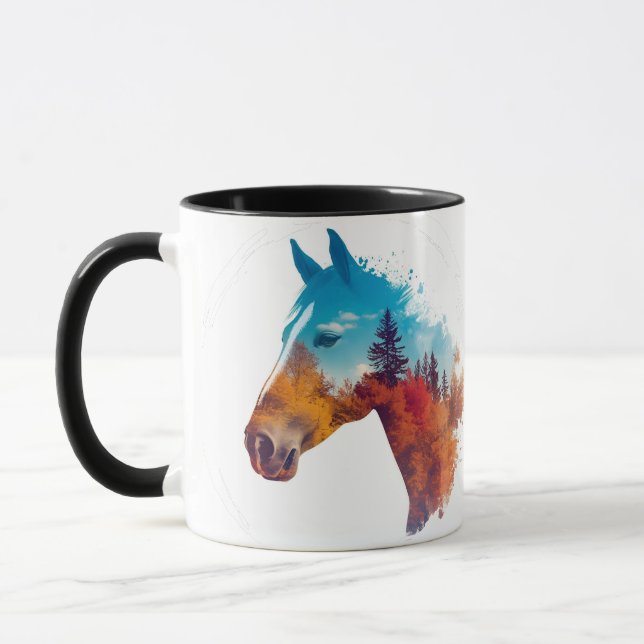 Caneca Cavalo Surreal na Floresta do outono (Esquerda)