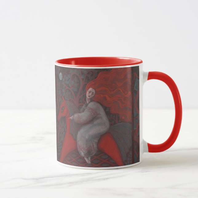 Caneca "Cavalo Vermelho", mulher gengibre, arte popular,  (Direita)