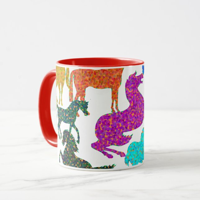 Caneca Cavalos Arco-Íris - "Dotty sobre Cavalos!" (Frente Esquerda)
