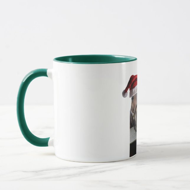 Caneca Cavalos de Natal usando Chapéus de Papai Noel (Esquerda)