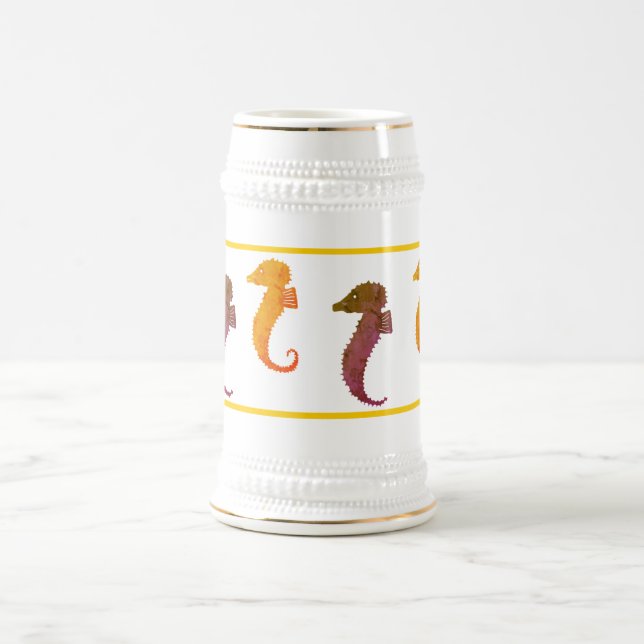 Caneca - Cavalos-marinhos em castanho e laranja (Centro)