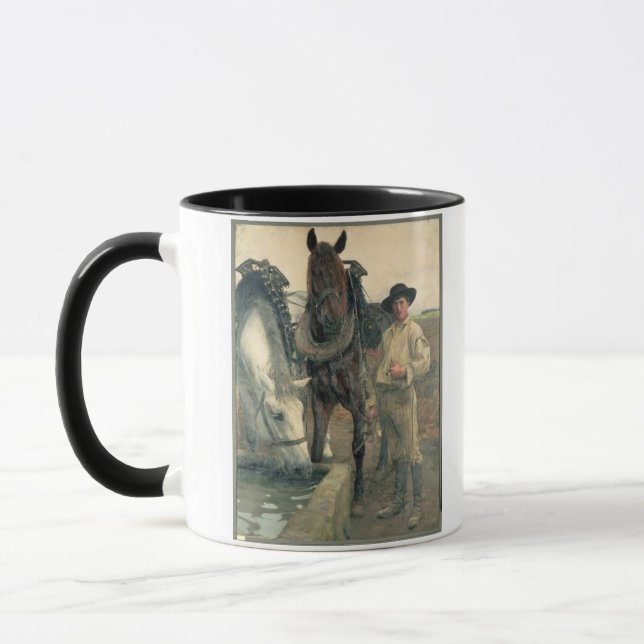 Caneca Cavalos na calha da água, 1884 (óleo em canvas) (Esquerda)