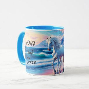 Caneca Cavalos selvagens coloridos devem manter a paisage