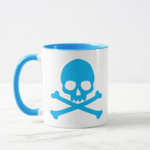 Caneca Caveira Azul Simples e Crossbones