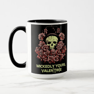 Caneca Caveira do Namorados Gótico com Rosas