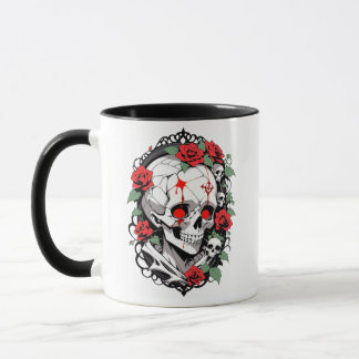 Caneca Caveira Gótica com Rosas