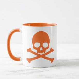 Caneca Caveira Laranja Simples e Crossbones Mug
