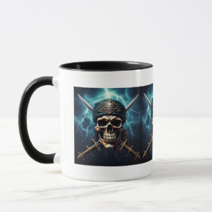 Caneca Caveira Pirata com Swords Mug