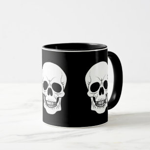 Caneca Caveira Preta e Branca em Silhueta de Halloween