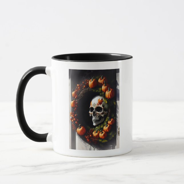 Caneca Caveira Spooky e Pumpkin Wreath (Esquerda)