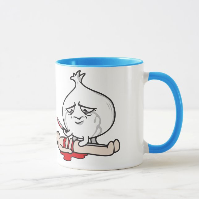 Caneca Cebola Engraçado Chorando, Cortando Humanos (Direita)