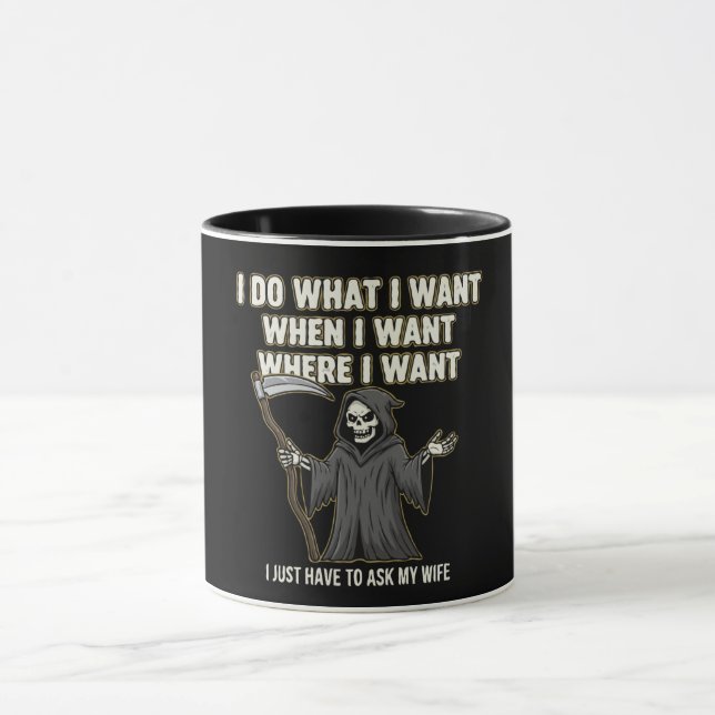 Caneca Ceifeiro Engraçado "Pergunte à Minha Esposa" Marid (Centro)