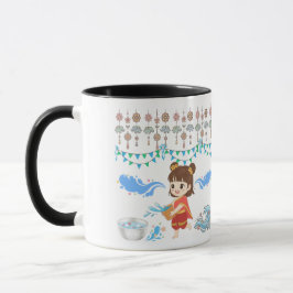 Caneca Celebração da água cristalina preto e branco