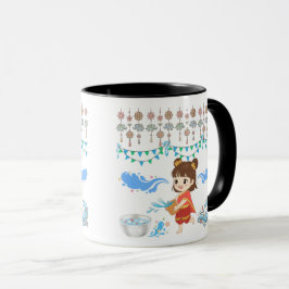 Caneca Celebração da água cristalina preto e branco
