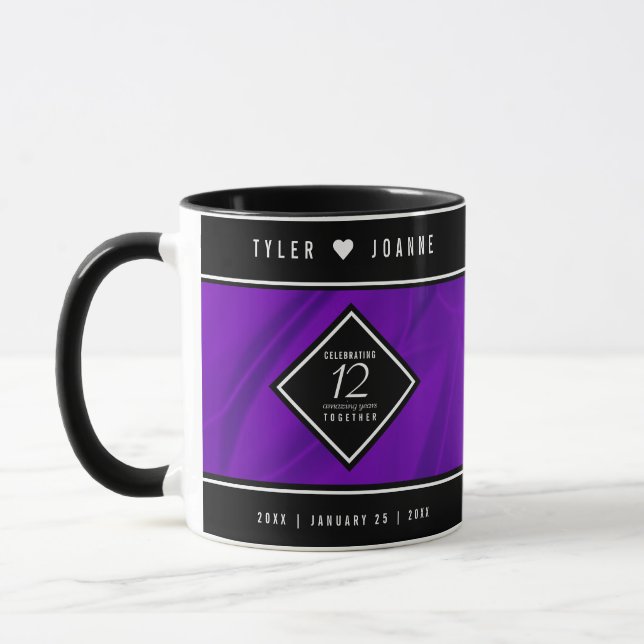 Caneca Celebração do Aniversário do Casamento da Seda da  (Esquerda)