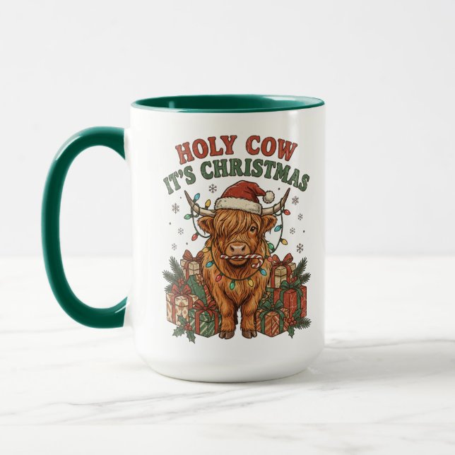 Caneca Celebração Festiva de Natal da Vaca das Terras Alt (Esquerda)