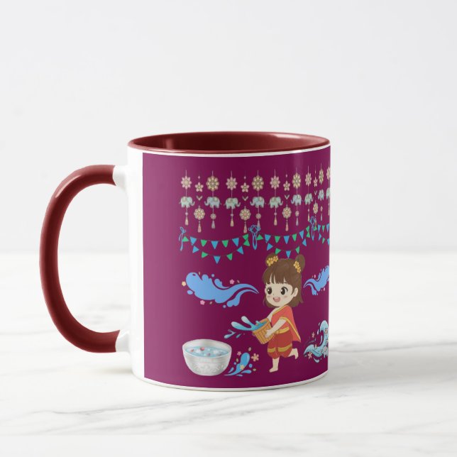 Caneca Celebração magenta de água cristalina (Esquerda)