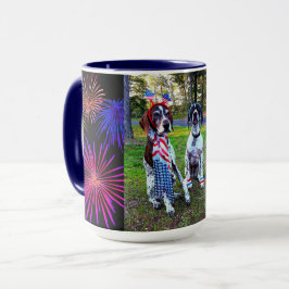 Caneca Celebração Patriótica de Cães e Fireworks Combo Mu