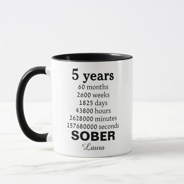 Caneca Celebração Personalizada de 5 Anos de Recuperação  (Esquerda)