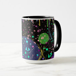 Caneca Celebrações Celestiais: Arte Abstrata Maximalista